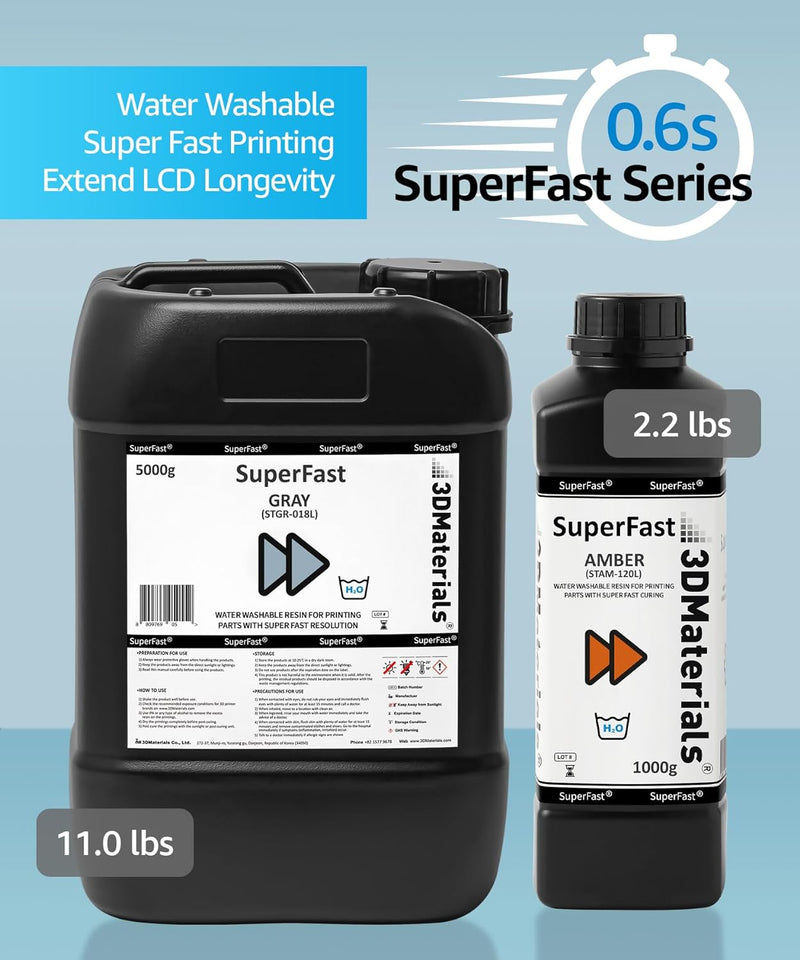 1000g SuperFast Grau für Längere und Grössere Drucke mit 0,6 Sekunden (Mono 50um), Wasserabwaschbare