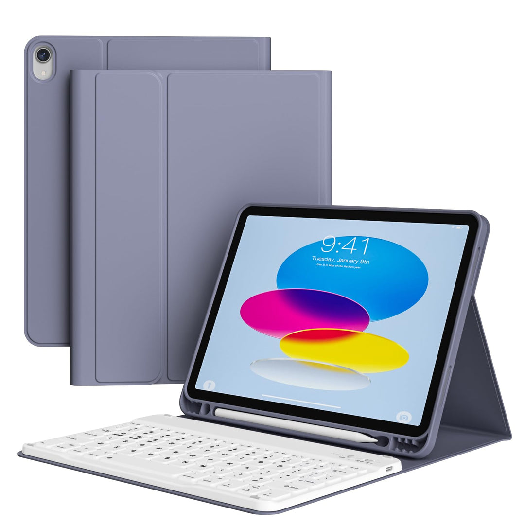 Hülle mit Tastatur für iPad A16 2025 / iPad 11./10. Generation 2022 10,9 Zoll, Magnetisch Bluetooth-