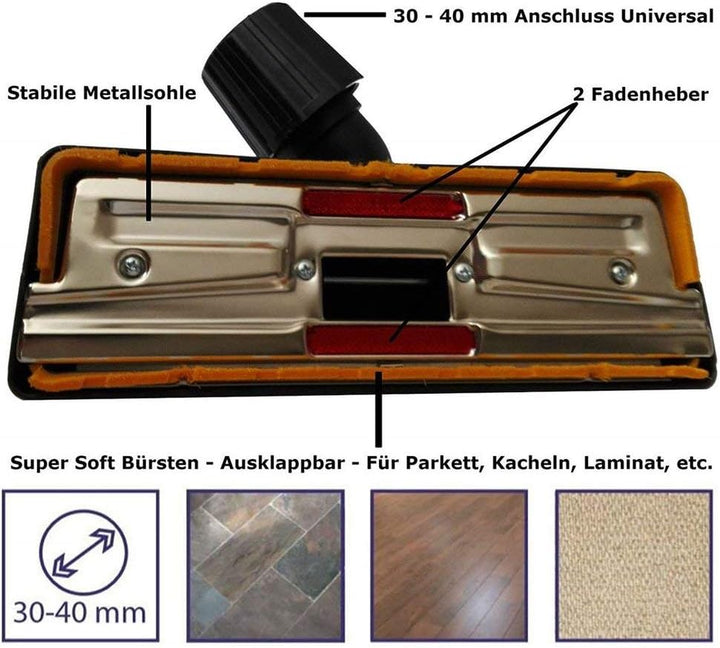 Staubsauger Ersatzteil Set Kombidüse Düse Bürste Universal Bodendüse kompatibel mit EIO ECO Öko-Lux