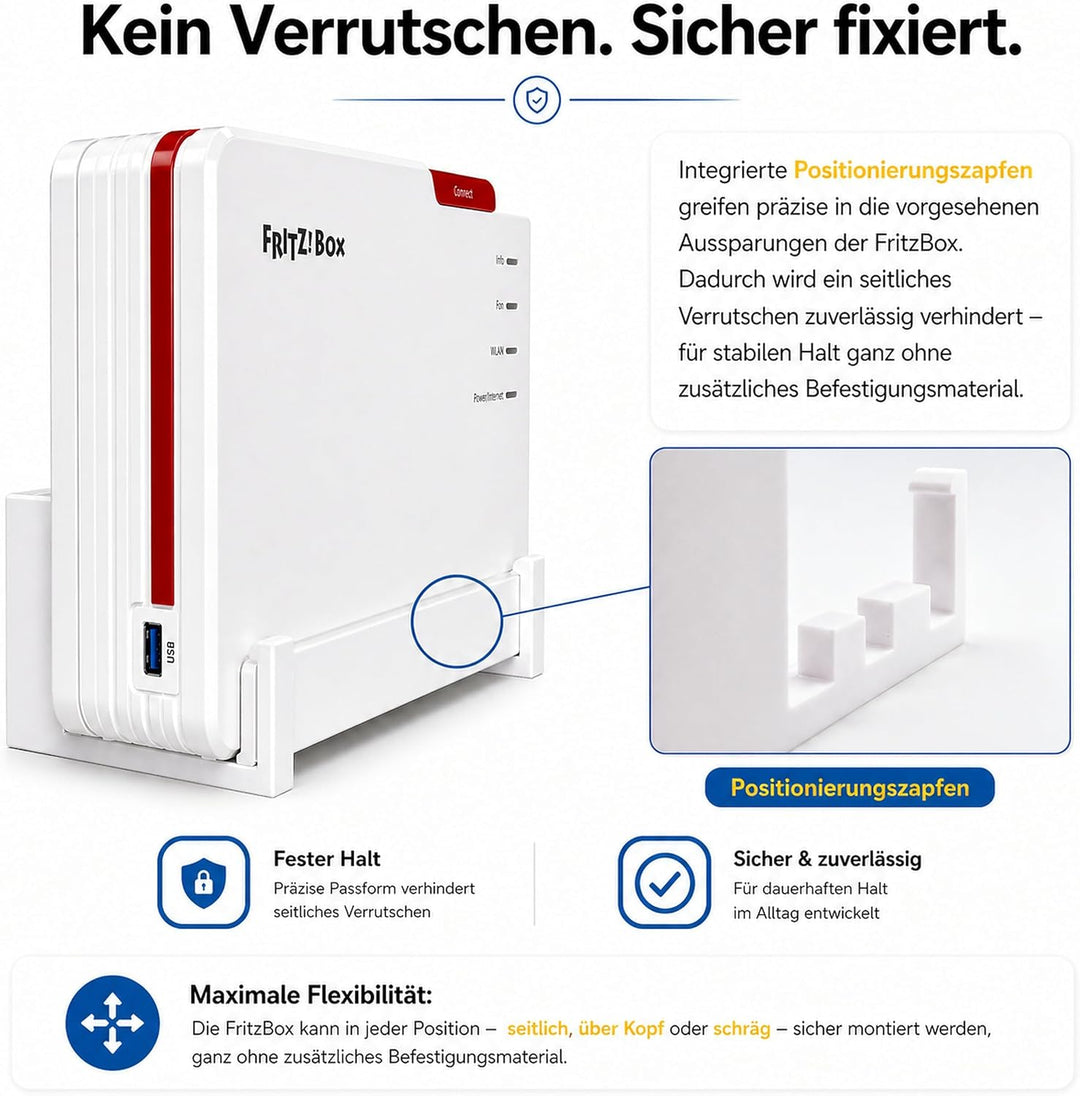 OSAZEE Wandhalterung für AVM FritzBox 5690 Pro – 9 cm Wandabstand für optimale Kabelführung – Überko