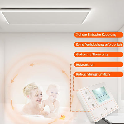 Infrarotheizung Decke mit Thermostat 400 Watt, Deckenheizung Infrarot mit LED Beleuchtung, Infraroth