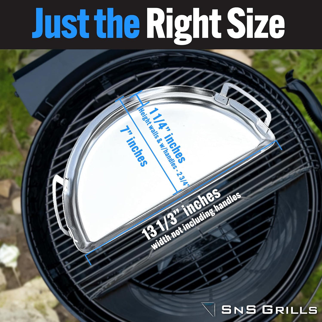 SnS Grills Slow 'N Sear Mini-Tropfpfanne – Edelstahl-Grillzubehör für 45,7 cm Weber Wasserkocher und