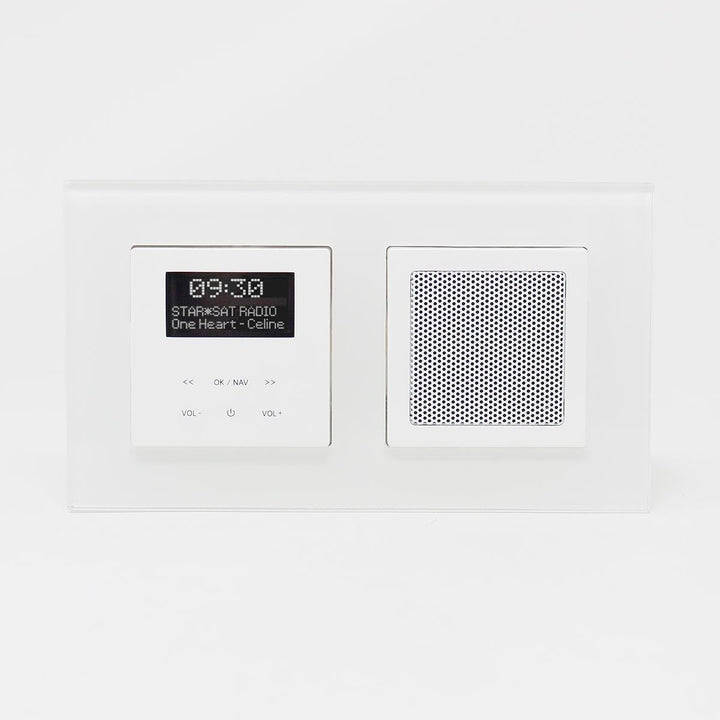 LOGIQ Unterputz Radio mit 2W RMS Lautsprecher, DAB+, UKW und Bluetooth, OLED-Display, Weck- und Slee