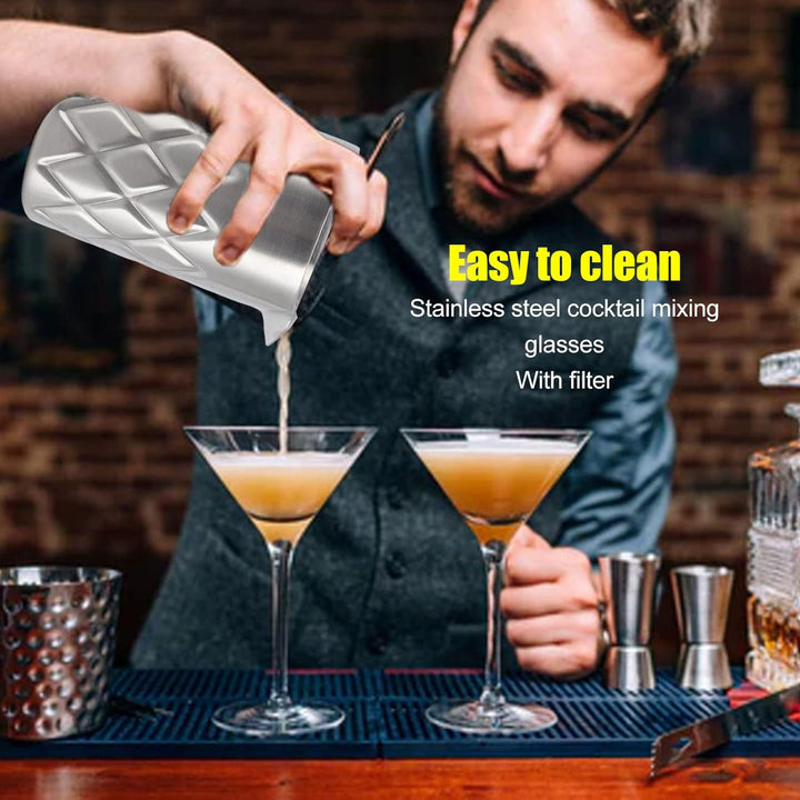 Rührglas Edelstahl-Rührglas doppelwandig unzerbrechlich Rostschutz Cocktail-Rührglas Cocktail-Trinkg