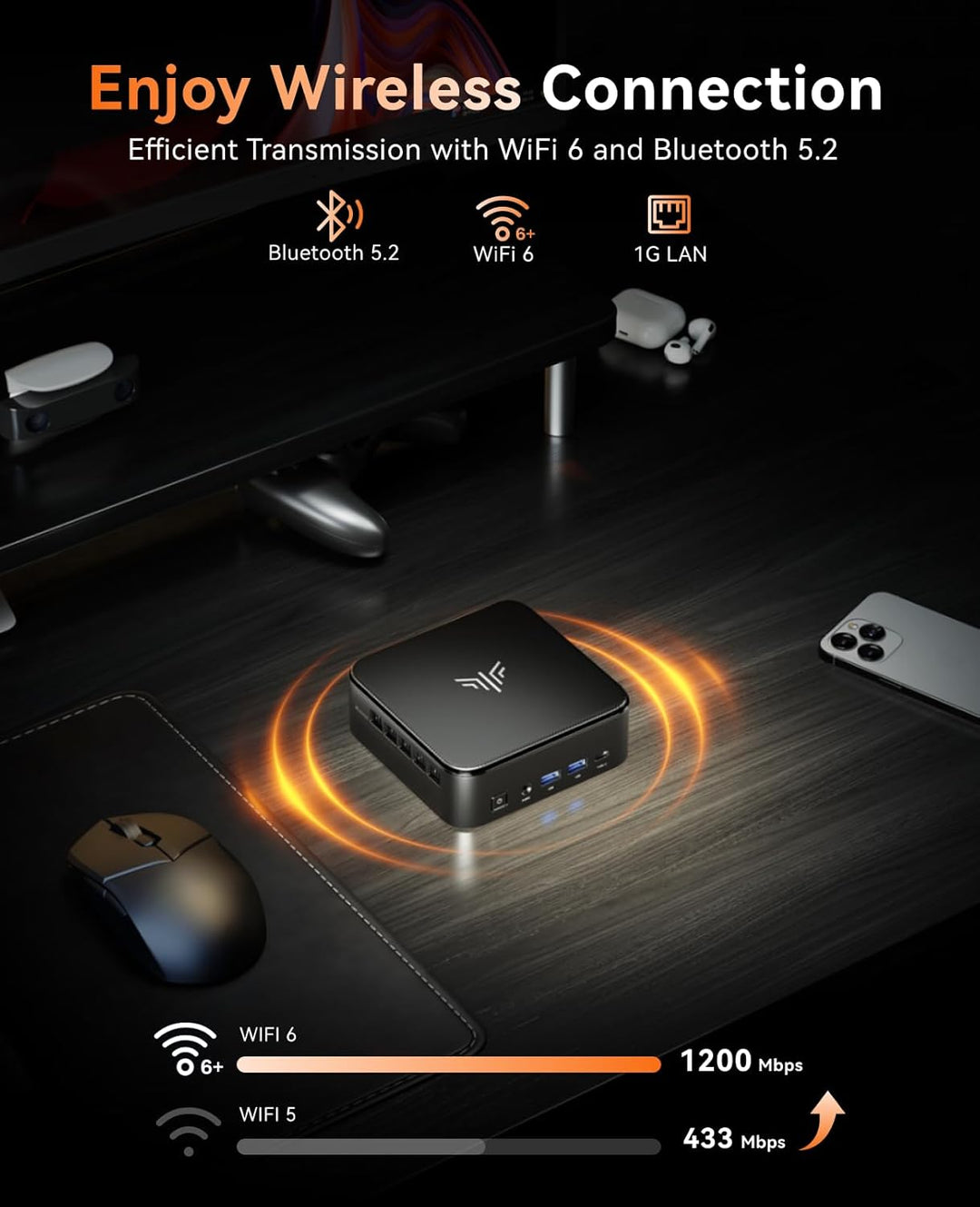 NiPoGi E3B Mini PC AMD Ryzen 7 5700U 32GB Dual DDR4 512GB Nvme PCle3.0 SSD Micro Desktop Computer mi