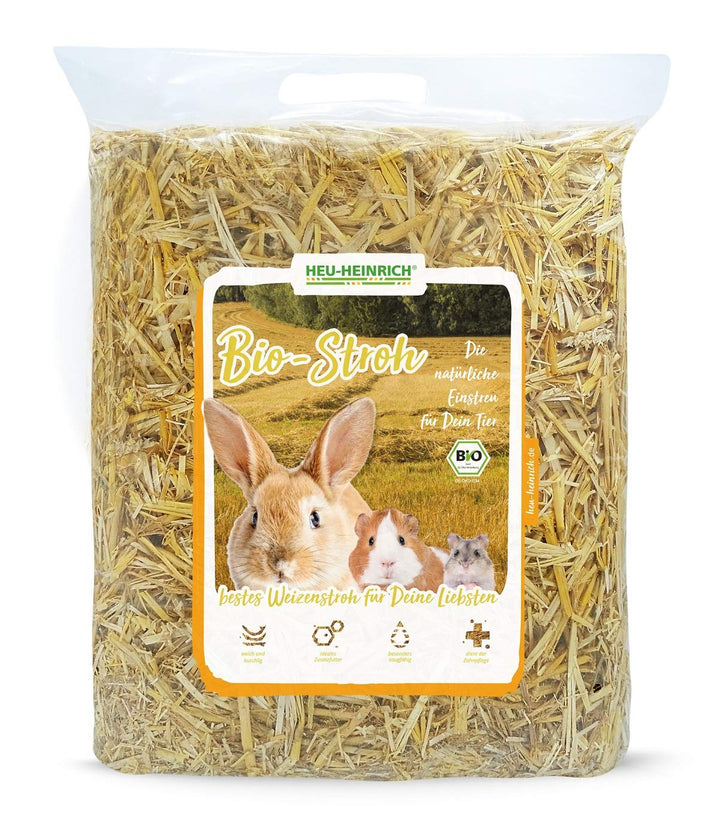 Heu-Heinrich® 6 x 1kg Bio Stroh als Streu, weiches Einstreu für Ihr Heimtier, 100% Bio Stroh Einstre