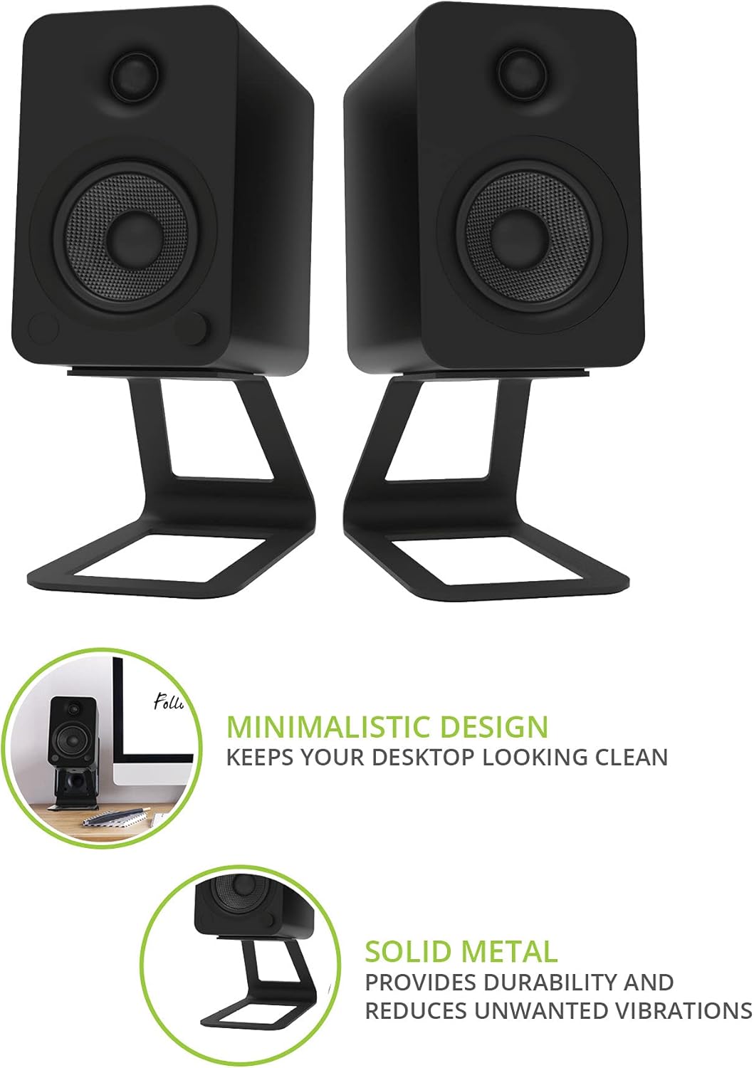Kanto SE4 Elevated Desktop Speaker Stands for Midsize Speakers | Universal Compatibility | Supports