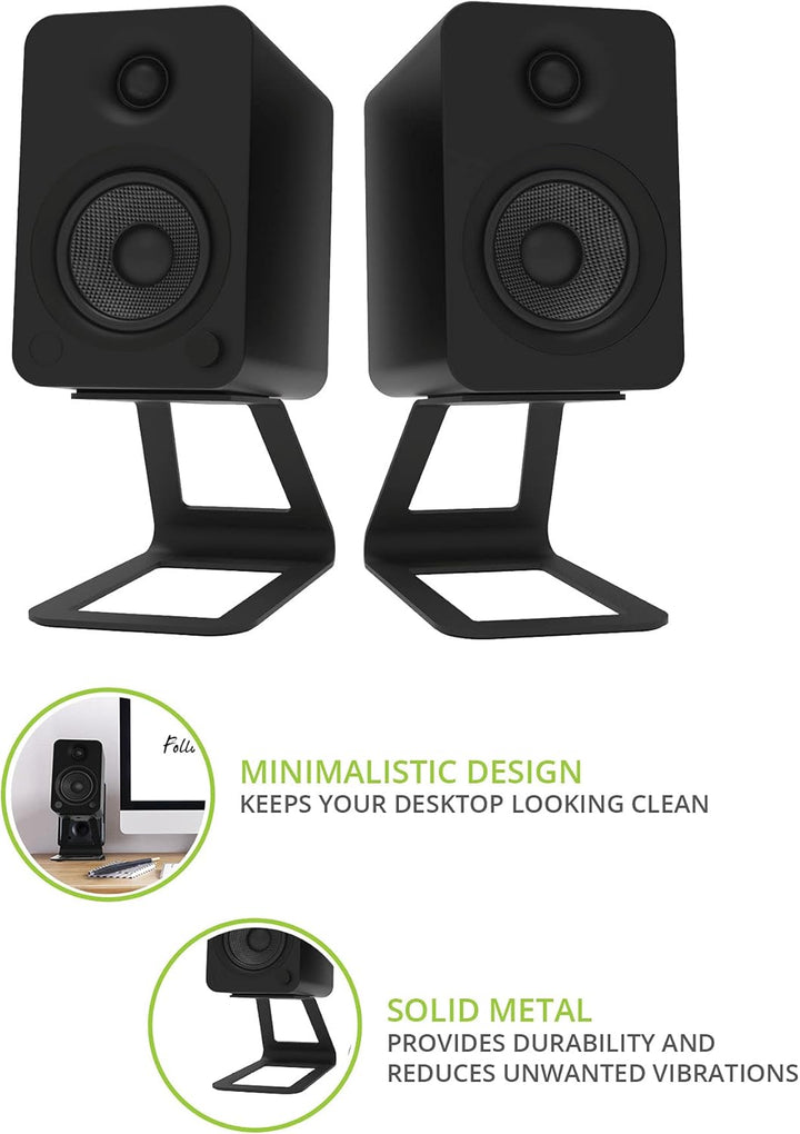 Kanto SE4 Elevated Desktop Speaker Stands for Midsize Speakers | Universal Compatibility | Supports