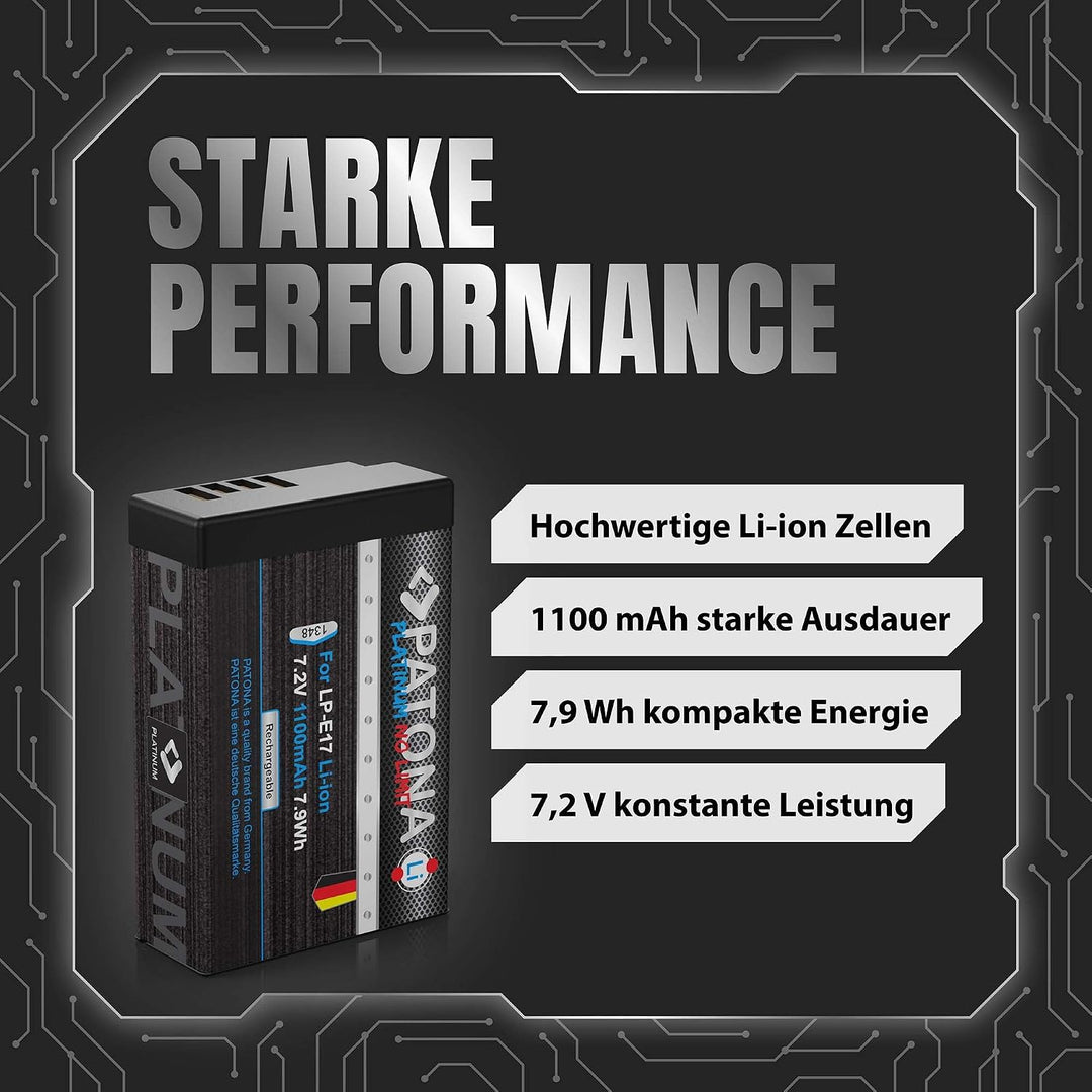PATONA Platinum Akku LP-E17 1050mAh Kompatibel mit Canon EOS RP R50 R100 M3 M5 M6 Mark II