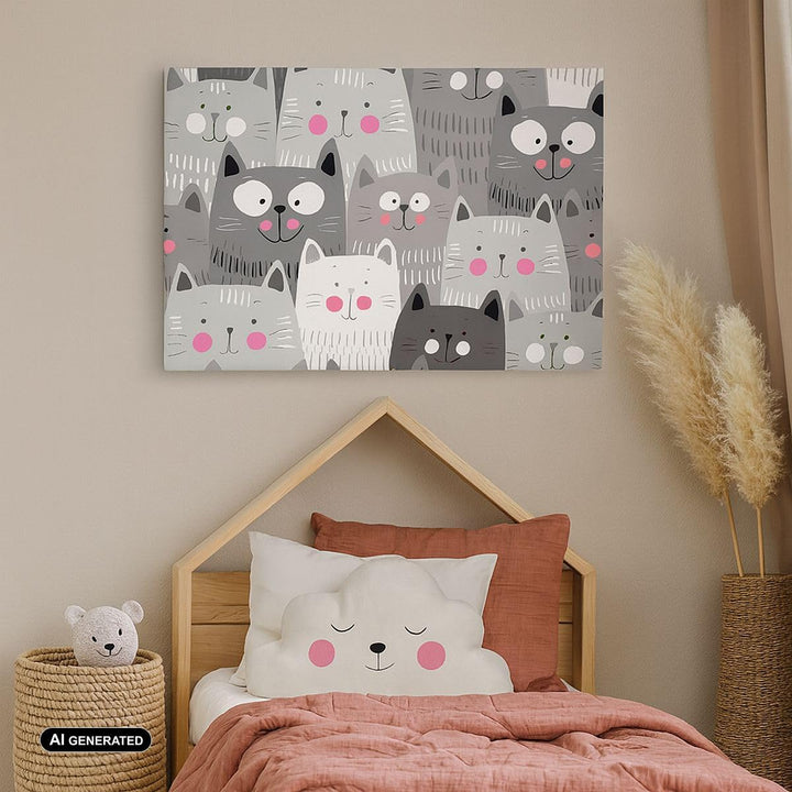 Bilder auf Leinwand Kittys Tiere Illustration Leinwandbild 70x50cm Wandbilder Dekoration Wohnzimmer