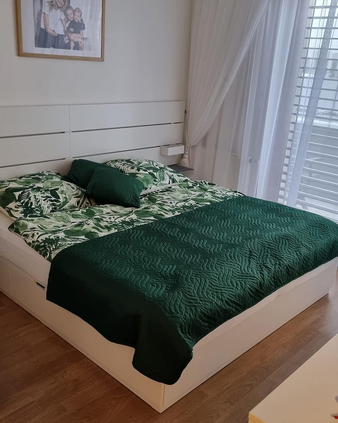 Modernes Bettwäsche Set weiss / grün Baumwolle 155 x 220 cm Greenwood