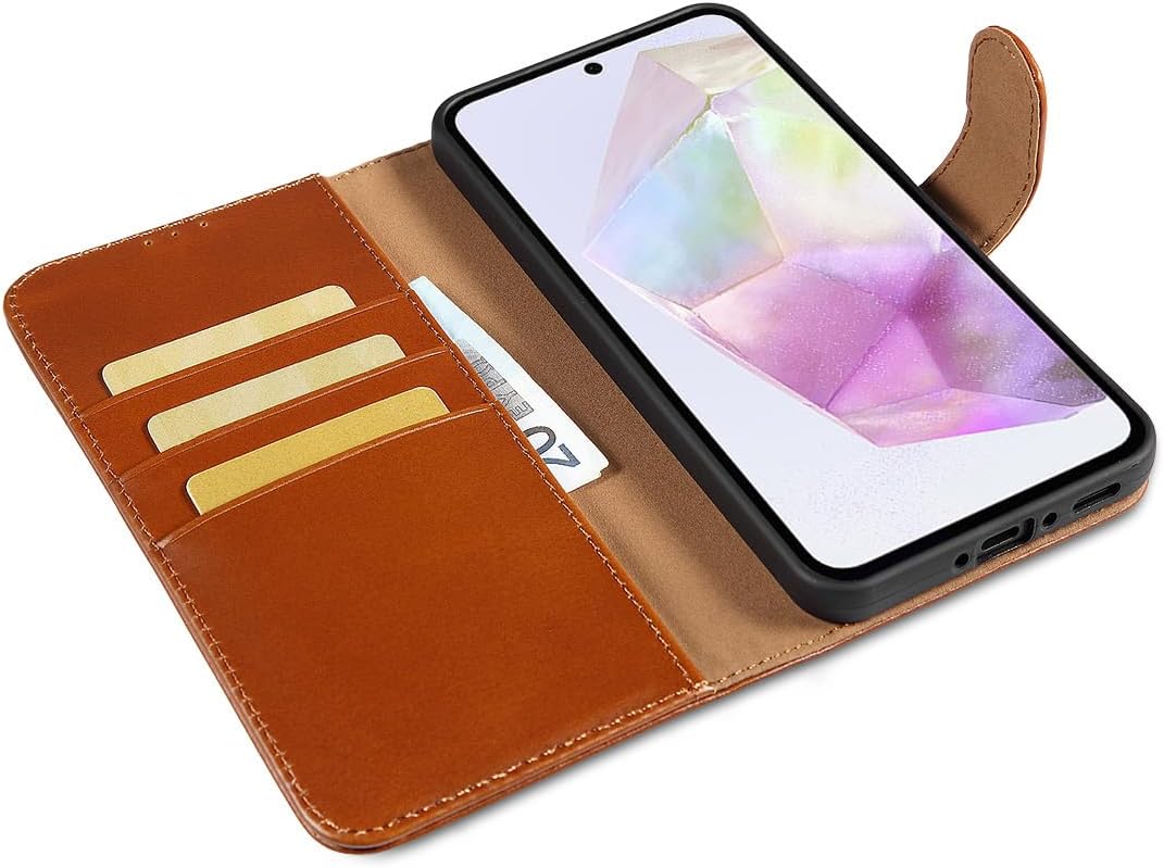 LENSUN Echtleder Hülle für Samsung Galaxy A36, Handyhülle [Echtes Leder][Brieftasche] Handytasche Le