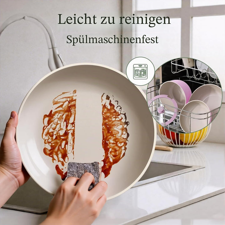 Töpfe und Pfannen Set Non-Stick, Keramik Kochgeschirr Set Abnehmbare/abnehmbare Griffe, RV Camping K