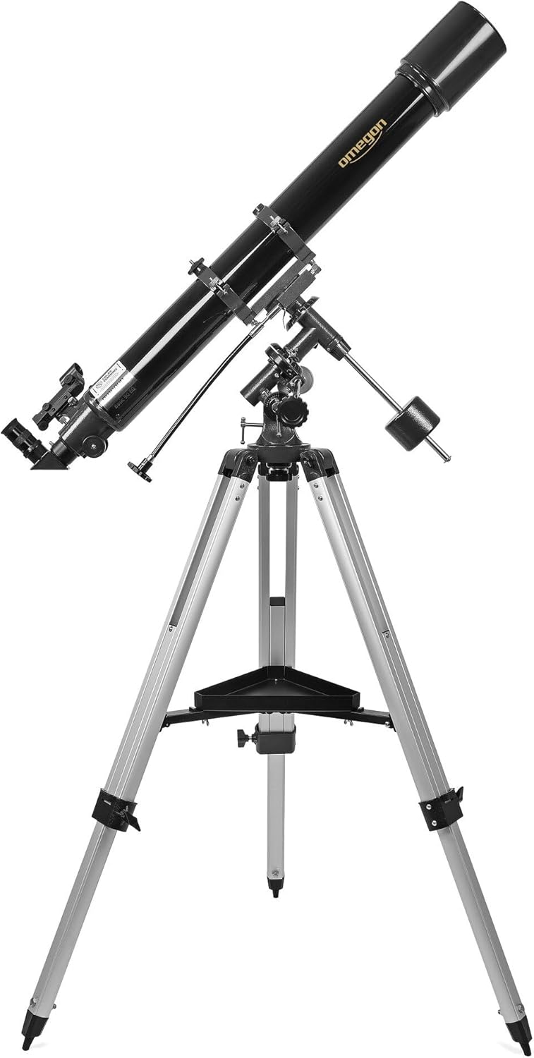 Omegon Teleskop AC 90/1000 EQ-2 | Refraktor für Einsteiger & Fortgeschrittene | 90mm Öffnung | 1000m