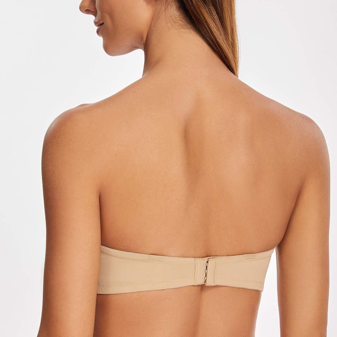 MELENECA Damen Push-Up Trägerlos BH - Bügel BH mit geformte Cups 70C Mandel, 70C Mandel