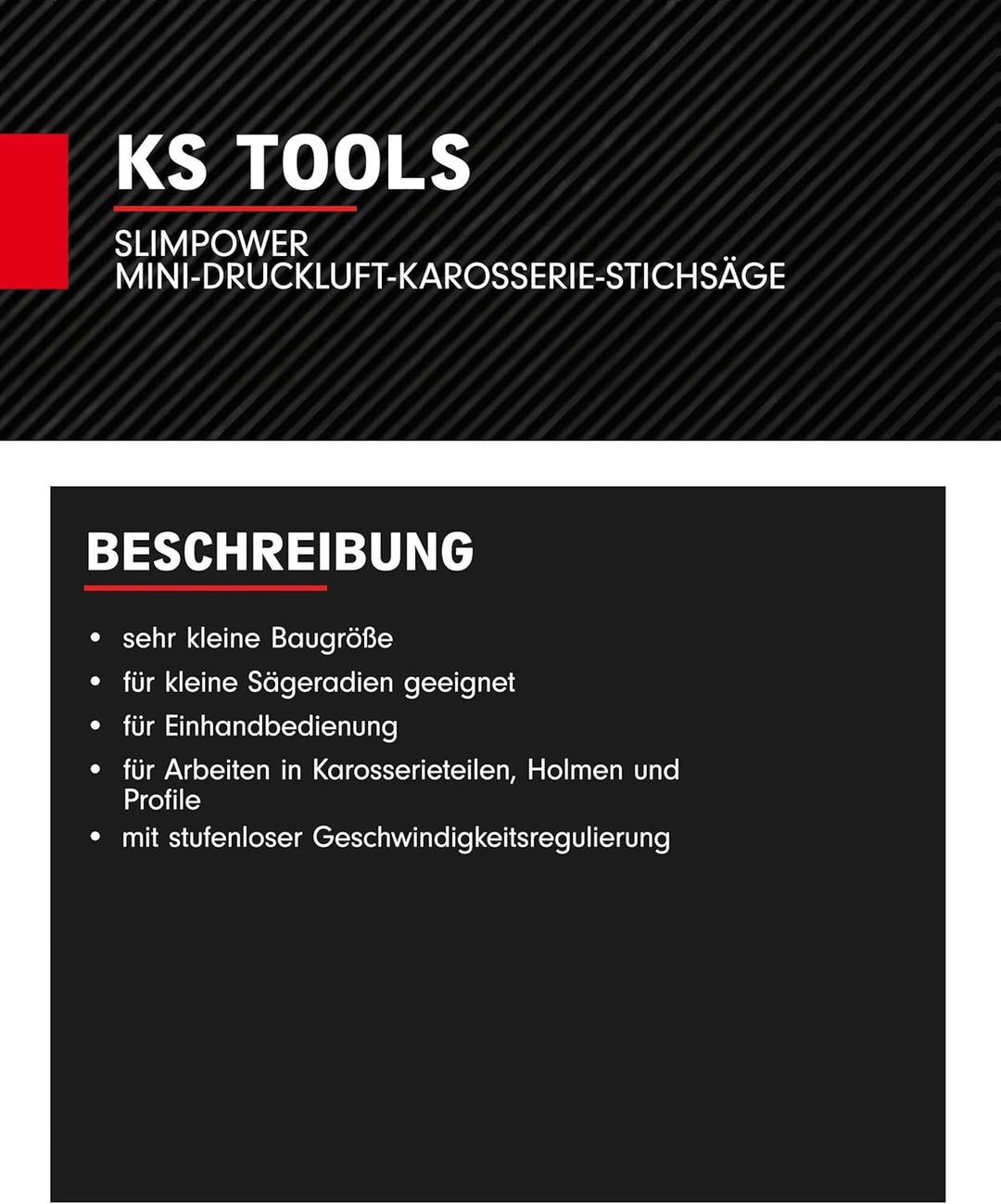 KS Tools Mini Karosseriesäge Druckluft SlimPOWER 515.5545 170mm I Druckluftsäge mit Geschwindigkeits
