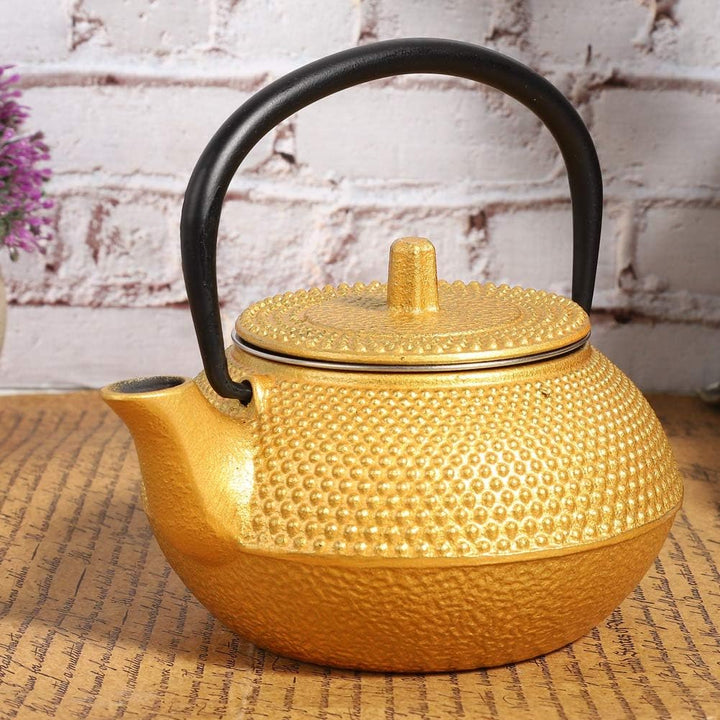 300ml Gold Gusseisen Teekessel mit Edelstahl Teesieb, Asiatischer Stil Teekanne, Loseblatt Tee Kanne