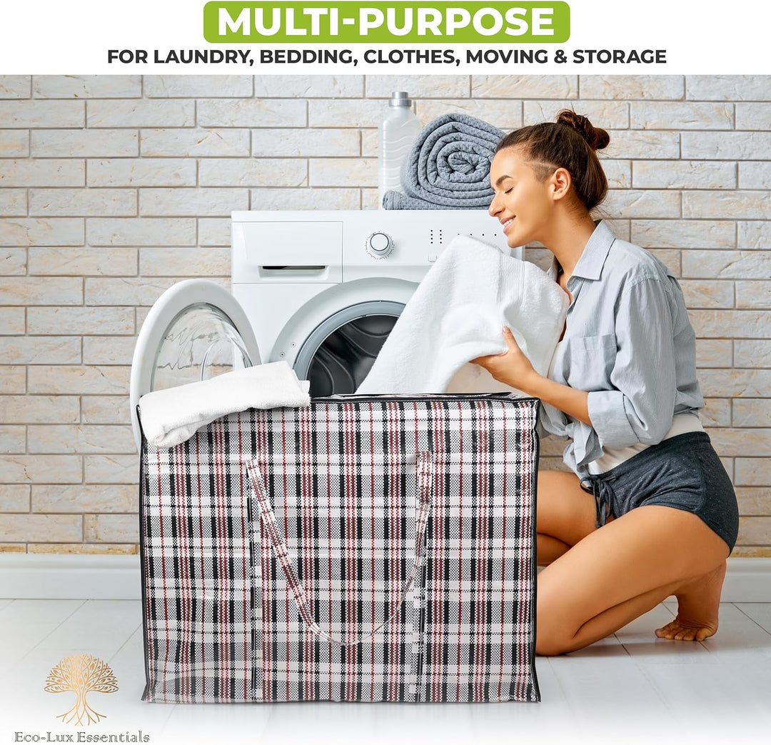Pro-Lux 8 Stück extra grosse Wäscheaufbewahrung Einkaufstaschen stark langlebig – XXL Umzugstaschen