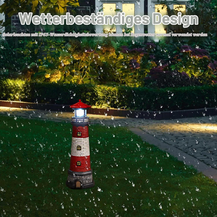 Solarbetriebene Leuchtturm Wasserdicht mit Rotierenden Leuchtfeuer Leuchtturm Solarleuchten für Hof