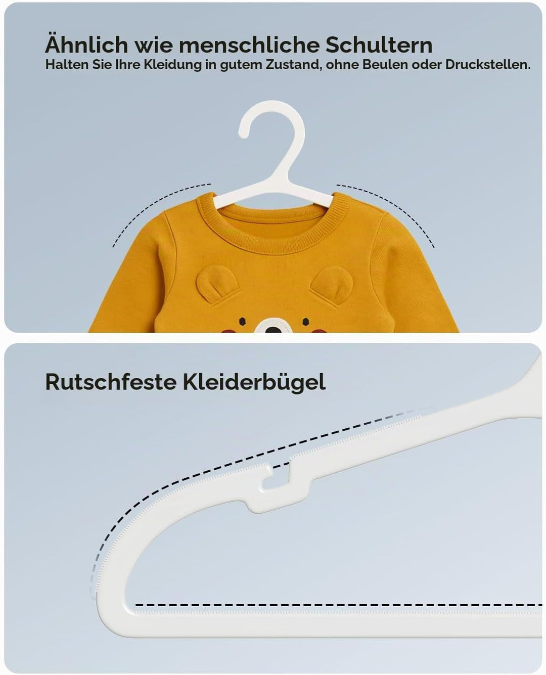 100 Stück Kinder-Kleiderbügel aus Kunststoff, Platzsparend Baby Bügel, Rutschfester Kinderkleiderbüg
