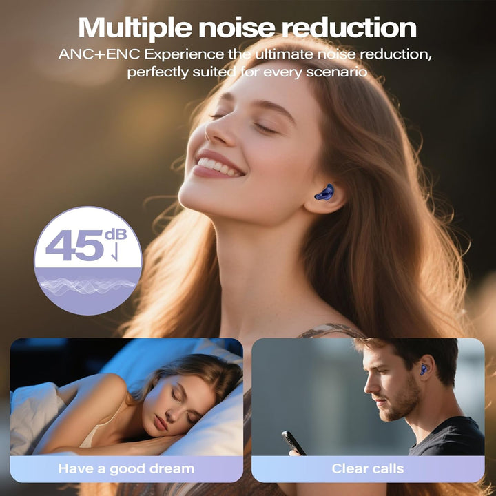 Bluetooth Kopfhörer, Schlafkopfhörer, In-Ear Kopfhörer Kabellos Bluetooth 5.4, Hi-Fi Sound mit ANC+E