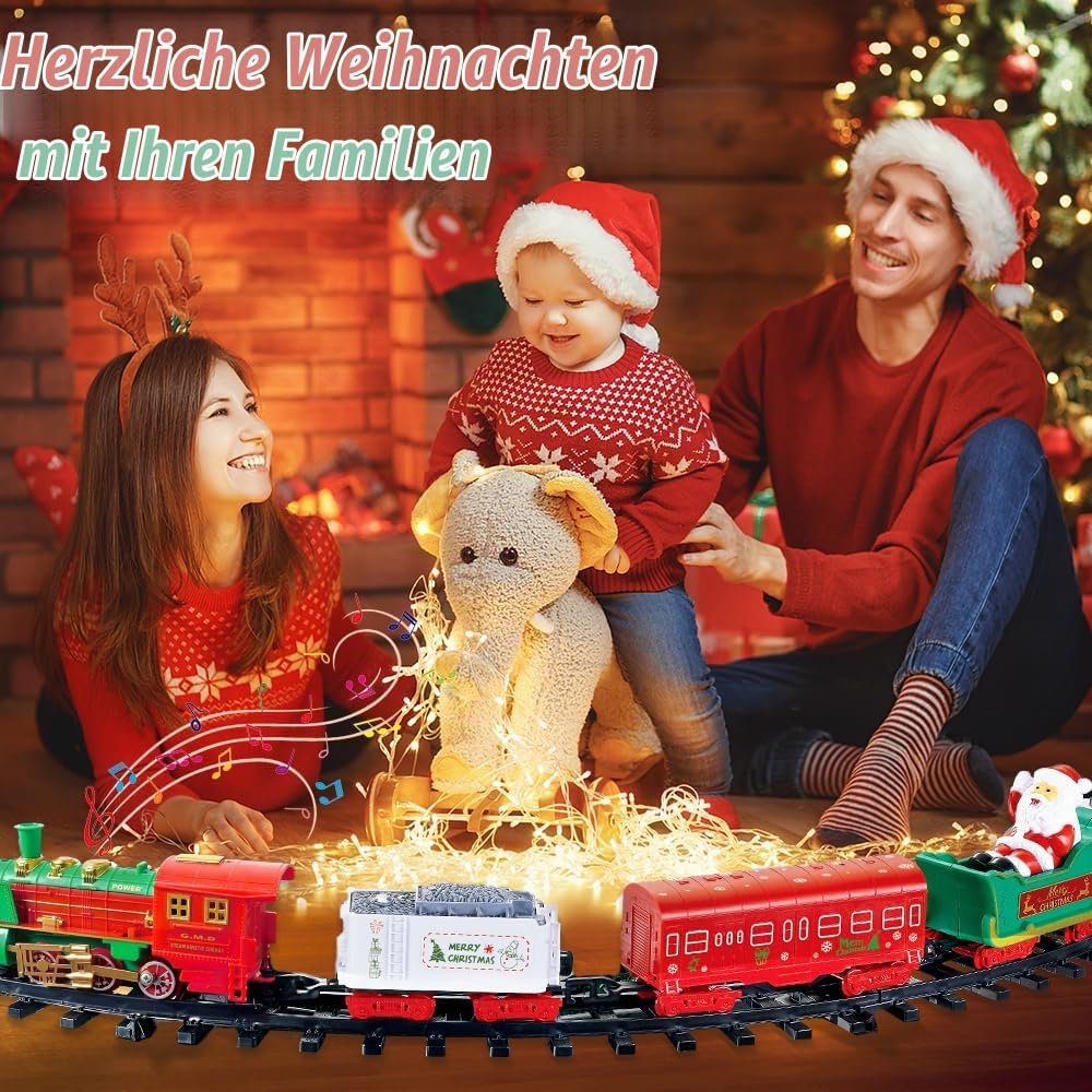 VATOS Hängendes Weihnachtszugset – Weihnachtszugspielzeug mit Licht und Sound für Jungen und Mädchen