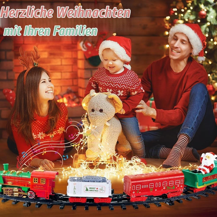 VATOS Hängendes Weihnachtszugset – Weihnachtszugspielzeug mit Licht und Sound für Jungen und Mädchen