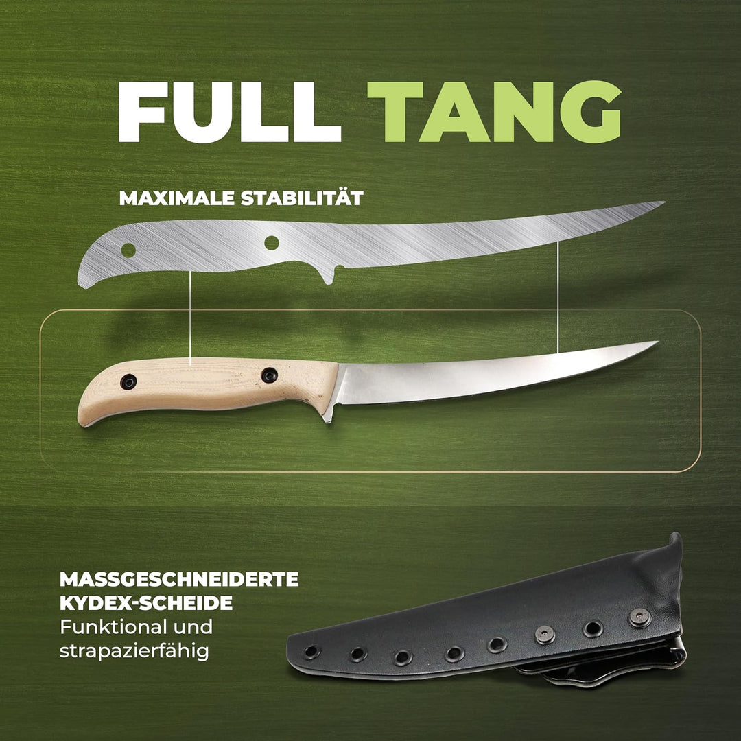 Messerfieber® Filetiermesser 16 cm [Mit Edelstahlklinge & T10-Griff] – inkl. Kydex-Scheide – Filetie