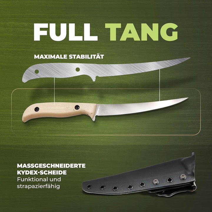 Messerfieber® Filetiermesser 16 cm [Mit Edelstahlklinge & T10-Griff] – inkl. Kydex-Scheide – Filetie