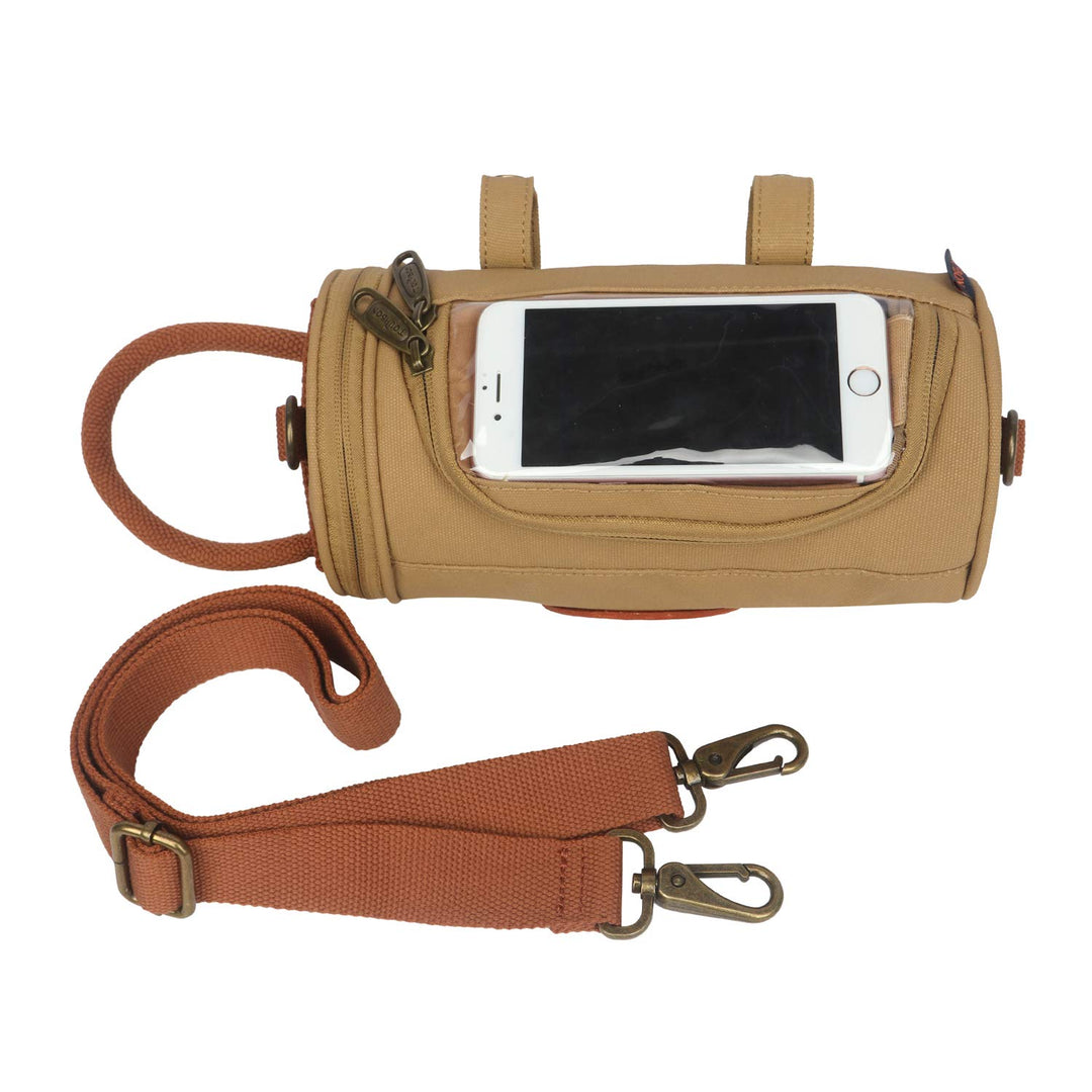 TOURBON Leinwand und Leder Strap Fahrrad Satteltasche Sitz Pack Tasche Braun, Braun