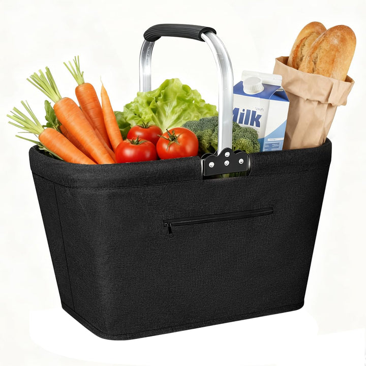 Faltbar Einkaufskorb, 25L Picknickkorb Tragekorb Gross Familie Einkaufstasche Praktischer Einkaufen