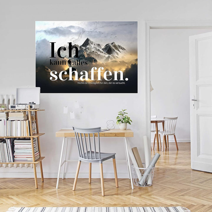 wandmotiv24 Poster als Wanddeko, Grösse Din A0, Ich kann Alles schaffen, Berge, Moderne Wanddeko, Wa