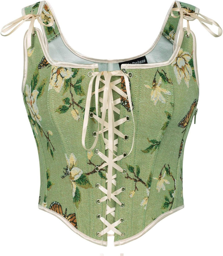 Scarlet Darkness Korsett-Oberteil für Damen, Renaissance, Schnürung, Blumenmuster, Überbrust-Bustier