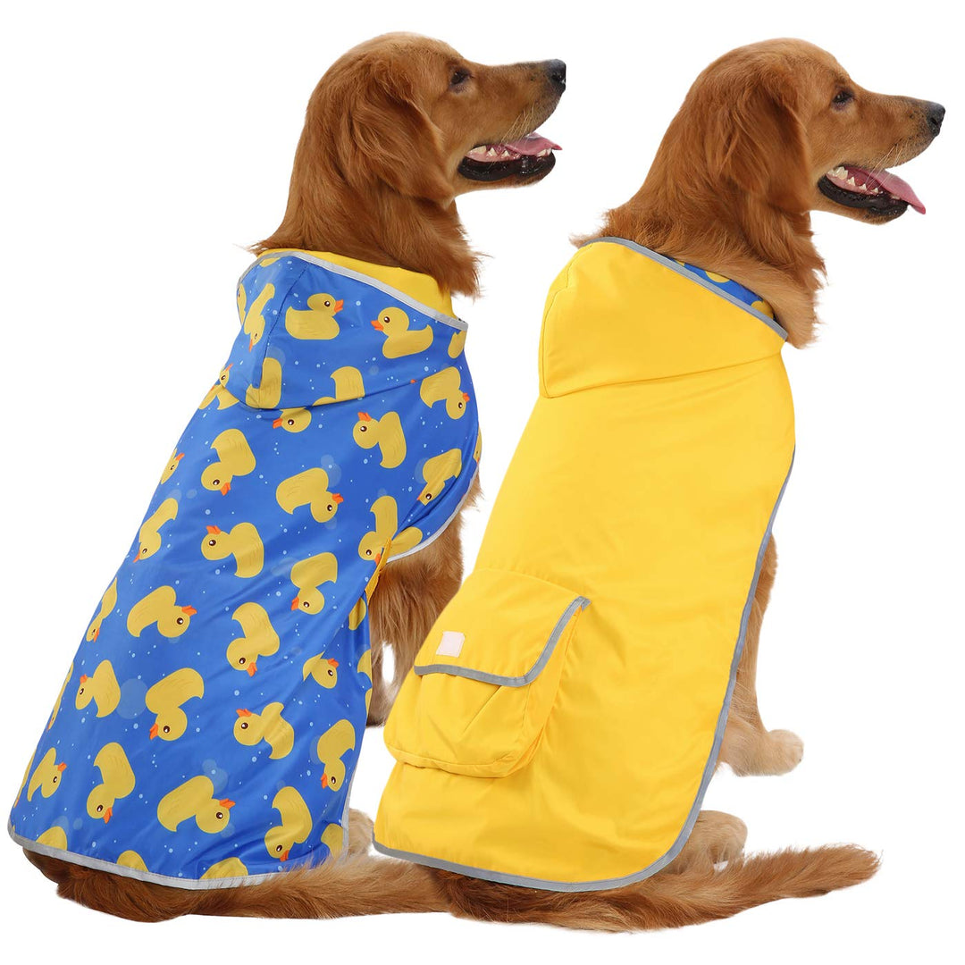 HDE Wendbarer Hunde-Regenmantel mit Kapuze, Zupf-Poncho, Regenmantel, Jacke für kleine, mittelgrosse