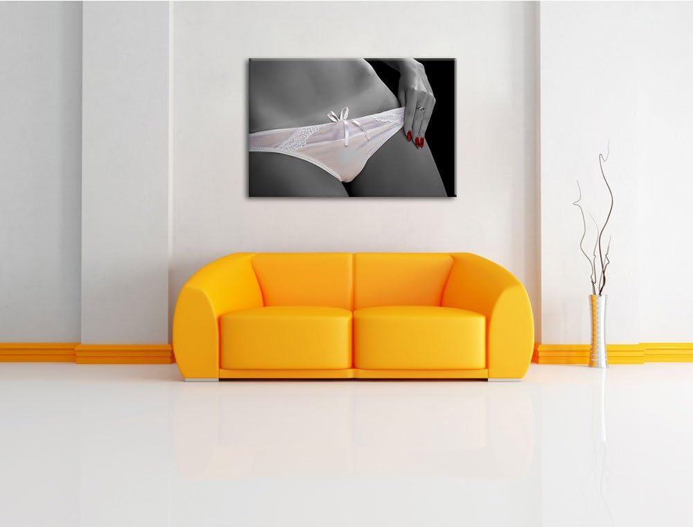 weisses Dessous schwarz/weiss Format: 100x70 auf Leinwand, XXL riesige Bilder fertig gerahmt mit Kei