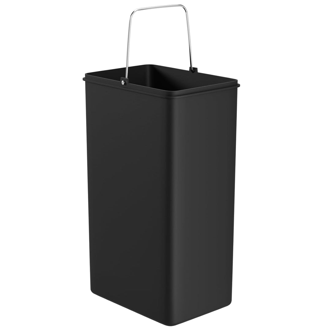 WELLGRO Treteimer, Mülleimer, Edelstahl Tretmülleimer mit 3 x 15 Liter, klappbaren Fusspedalen, Abse