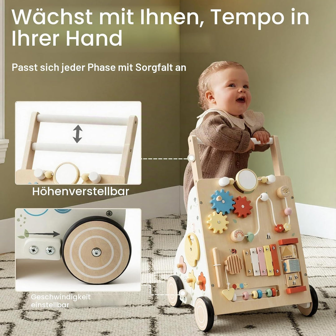 Labebe Baby Lauflernwagen Holz – Lauflernhilfe mit einstellbarer Geschwindigkeit und Höhe, Montessor