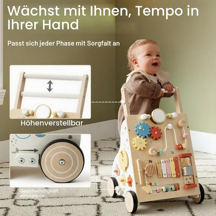 Labebe Baby Lauflernwagen Holz – Lauflernhilfe mit einstellbarer Geschwindigkeit und Höhe, Montessor