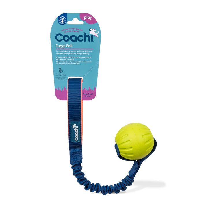 Coachi Tuggi Ball, Robustes Design, leicht, sicher, dehnbarer Bungee-Griff, ideal für alle Hunde & W
