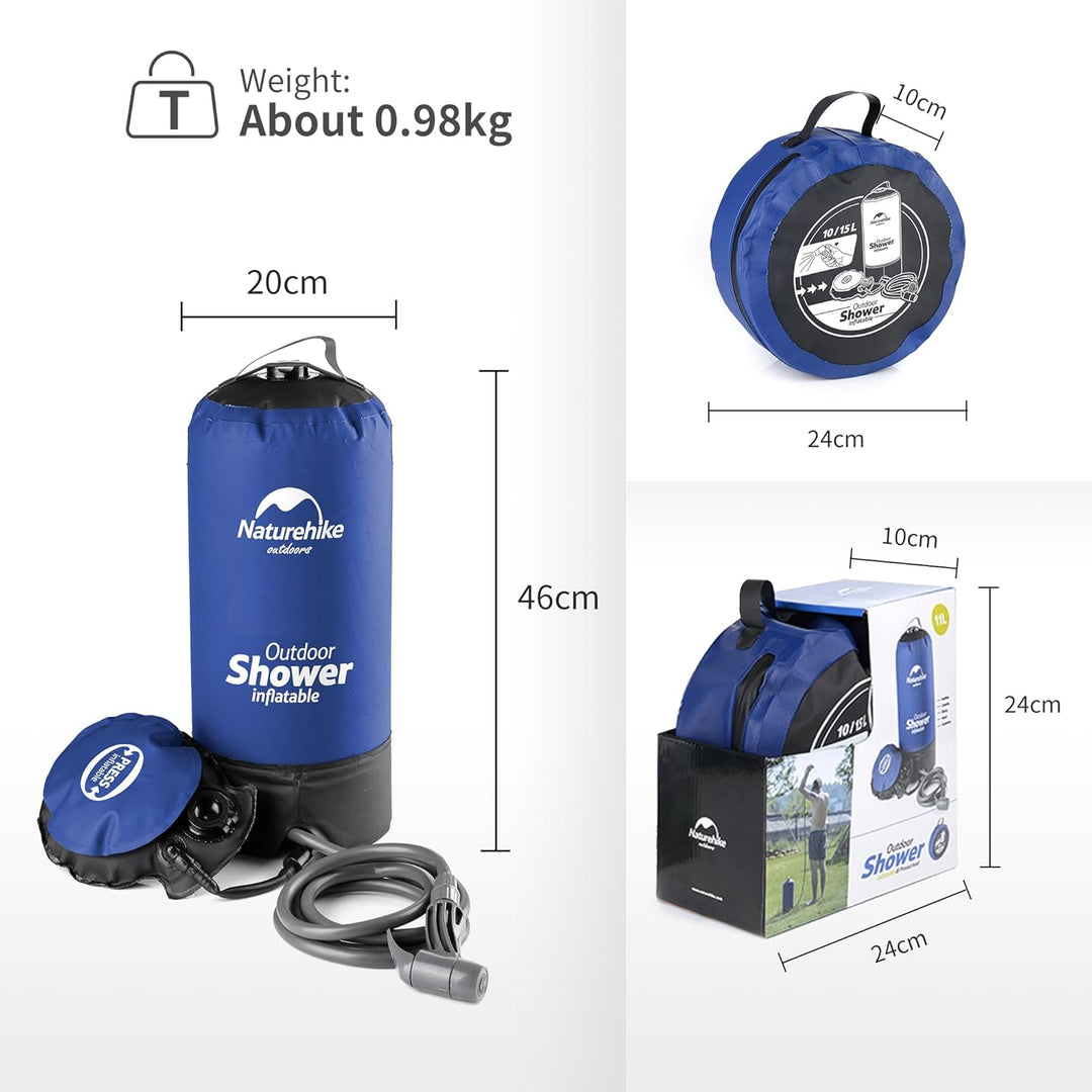 Naturehike Campingdusche mit Pumpe Mobile Aussendusche mit Fusspumpe für Camping, Garten, Reisen, Au
