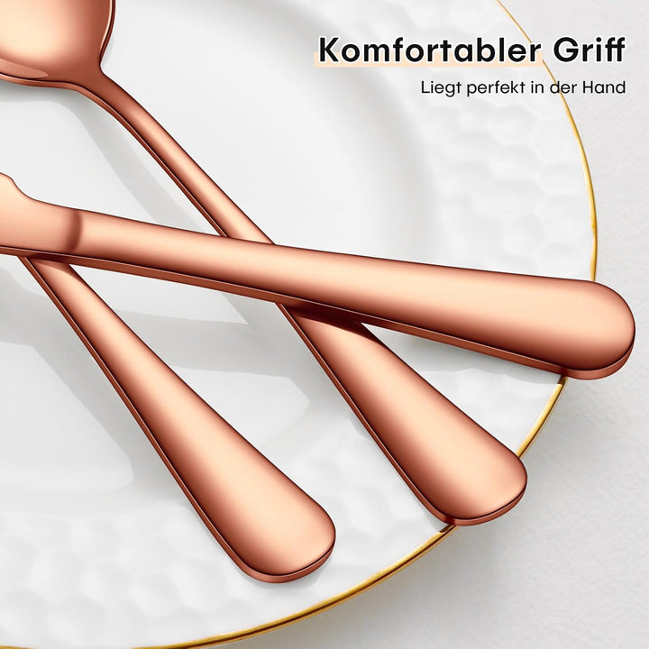 HONKKU Besteck Set 6 Personen, 30 Teilig Roségold Besteckset mit Messer Gabel Löffel, Essbesteck Set