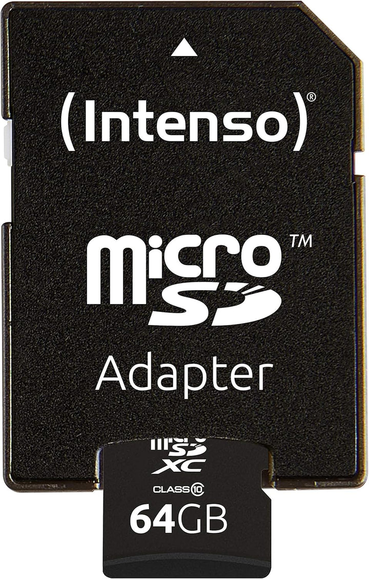 Intenso microSDXC 64GB Class 10 Speicherkarte inkl. SD-Adapter, schwarz Class 10 64, 64 GB