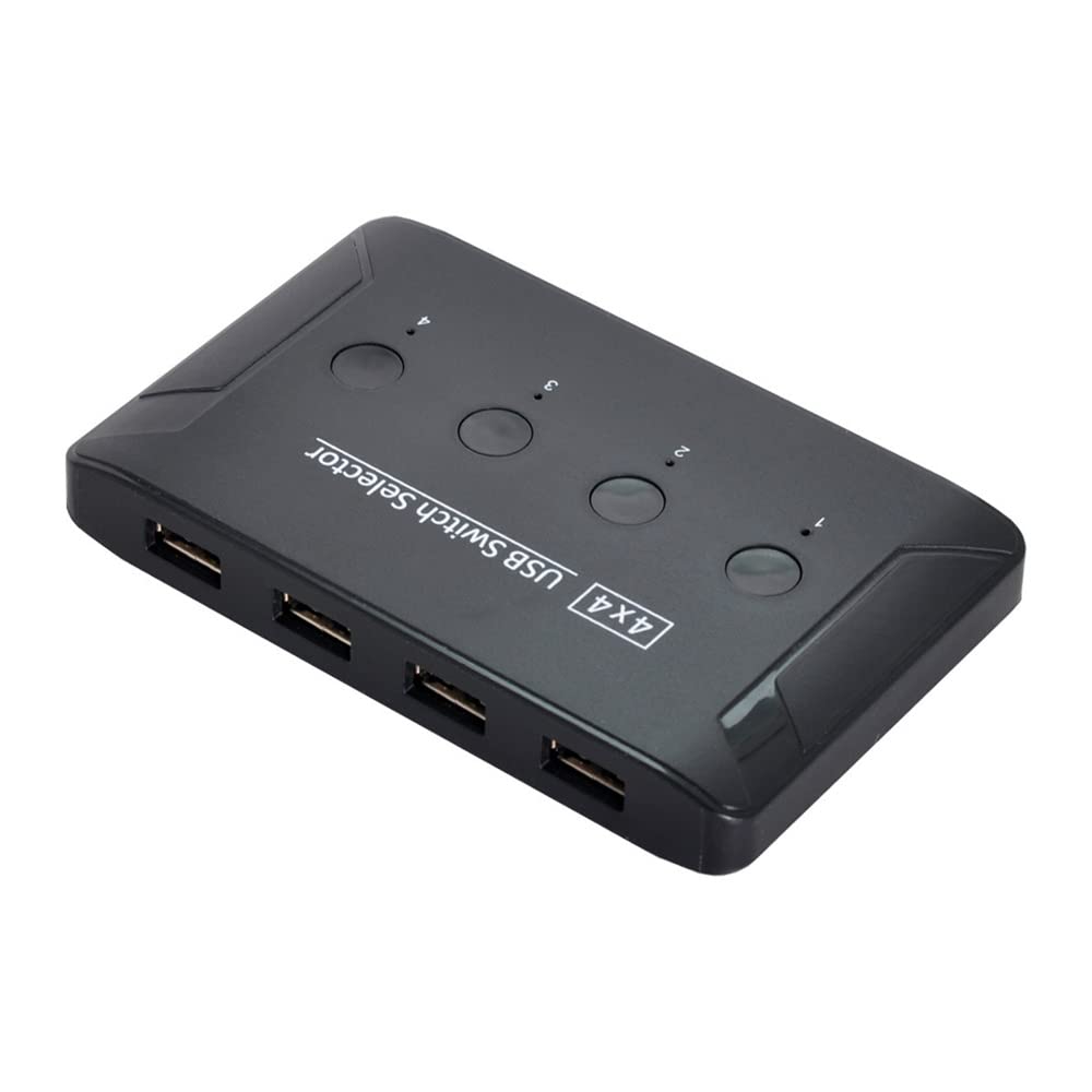 NFHK KVM USB 2.0 Switch Selector 4 Port PCs Sharing 4 Geräte für Tastatur Maus Scanner Drucker, KVM
