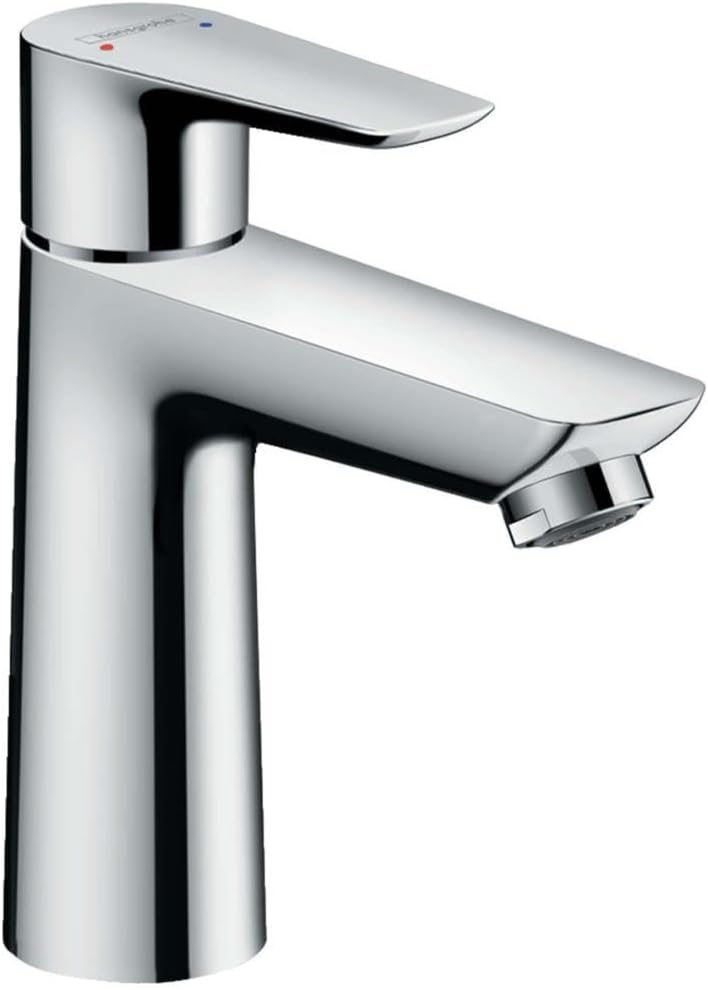 hansgrohe Waschtischarmatur Talis E, Wasserhahn Bad mit Auslauf Höhe 110 mm, ohne Ablaufgarnitur, Ba