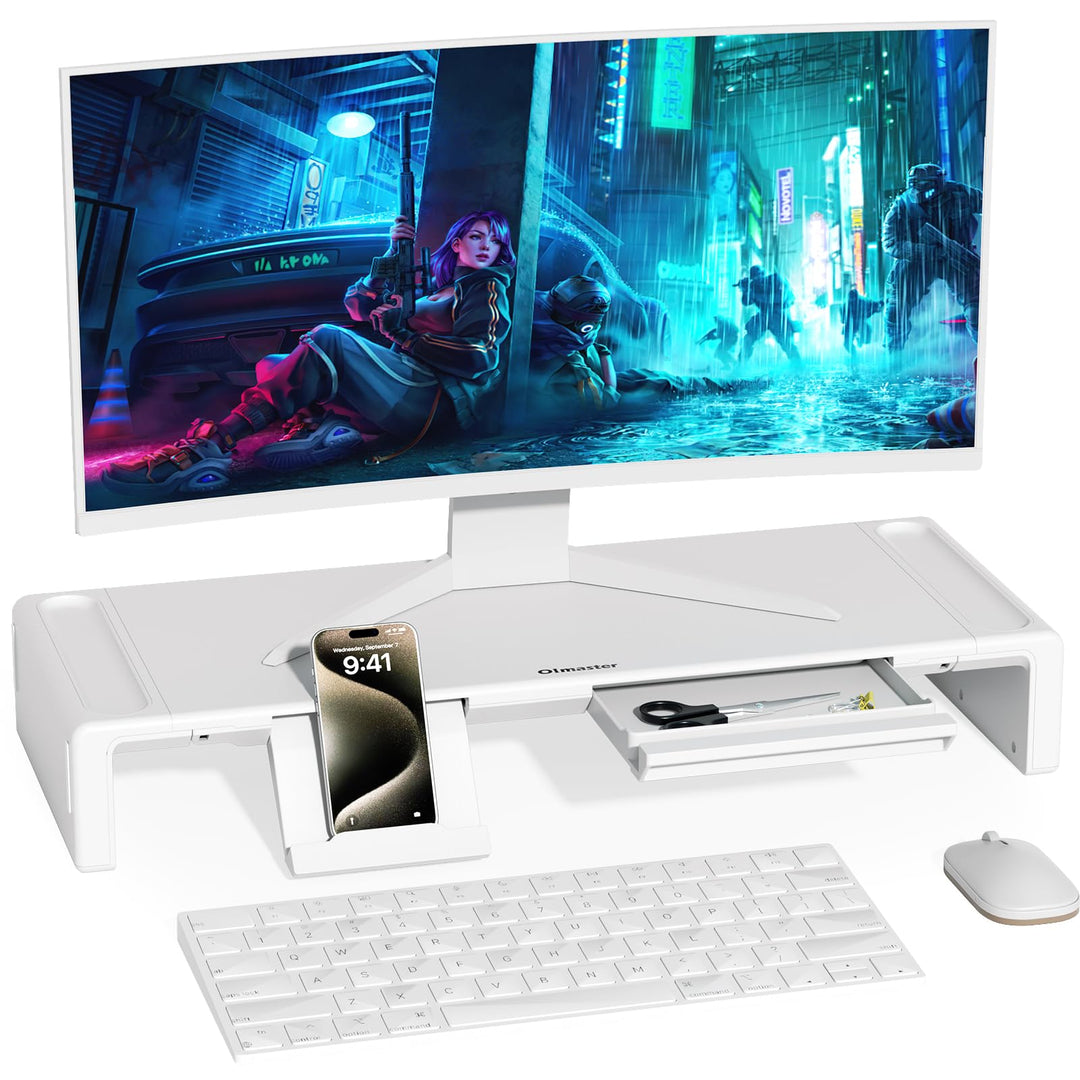 OImaster Monitorständer Riser, klappbar, höhenverstellbarer Computerständer mit Schublade &amp; Stiftefa