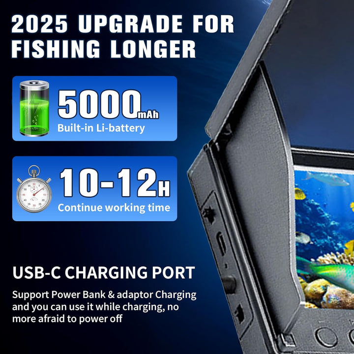 Fischfinder, Unterwasserkamera Angeln, Fish Finder Kamera IP68 Wasserdicht Unterwasser Kamera, 5000m