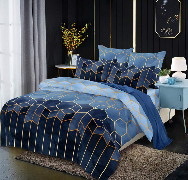 Luofanfei Bettwäsche Set 200x220 Gestreift Blau Dunkelblau Bettwaesche 3 Teilig Geometrisch Muster M