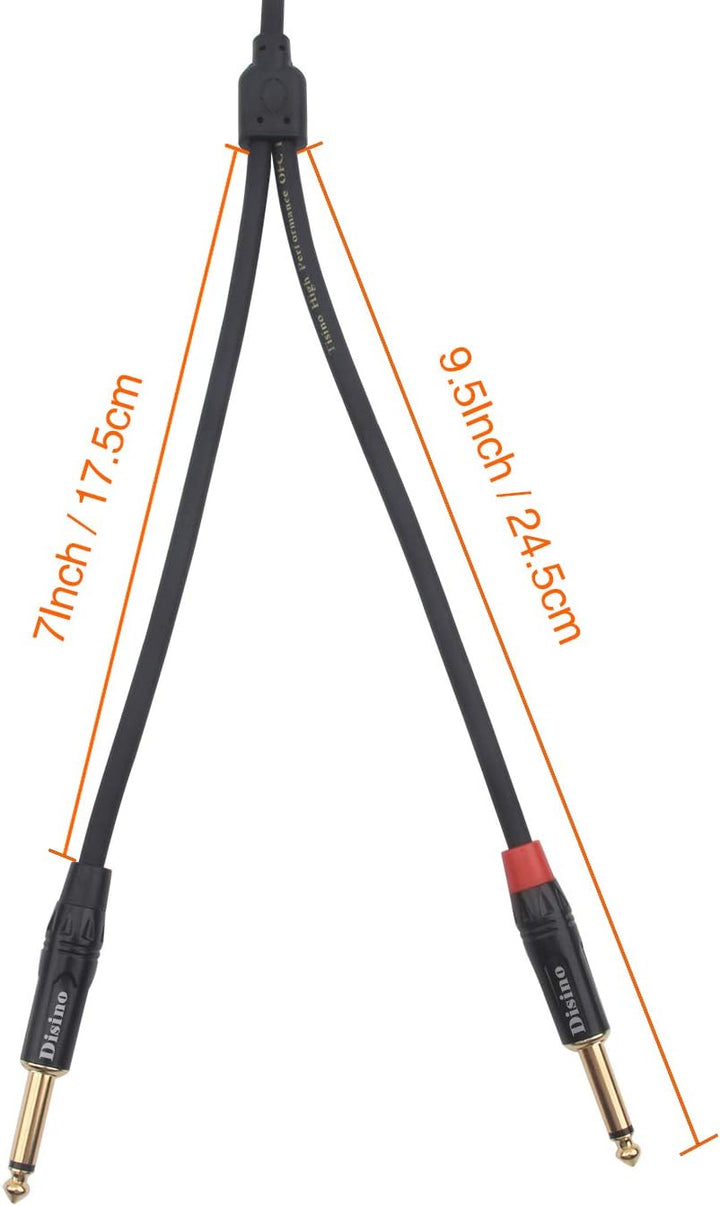 Disino TISINO 3,5 mm Mini-Stereo-Klinkenstecker auf Dual 6,35 mm TS Mono-Stecker, Y-Splitter-Kabel,