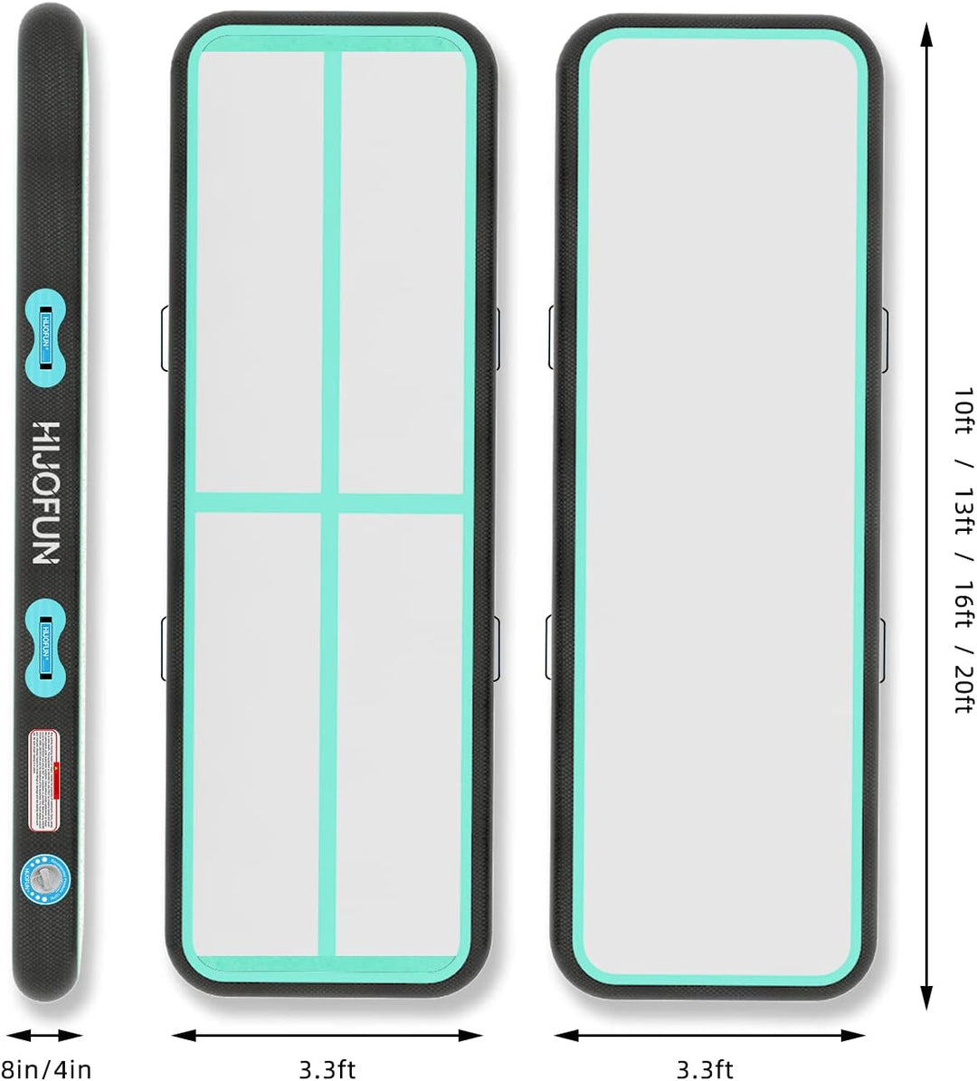 HIJOFUN Aufblasbare Gymnastik Tumbling Matten 3/4/5/6Meters 20CM Höhe Trainings Matte Länge Bodenmat