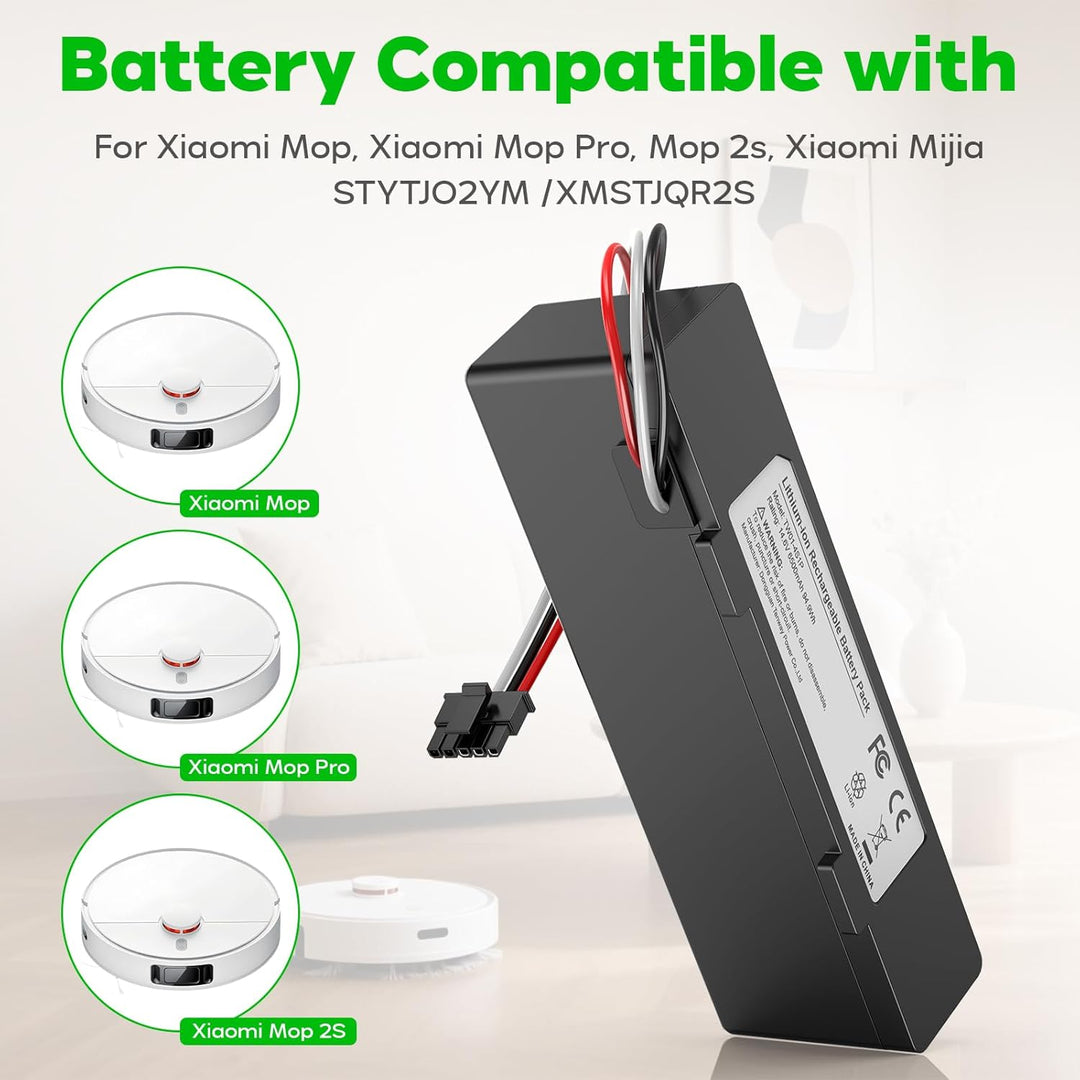 ASUNCELL 6500mAh li-ion Akku für Xiaomi Mop 2S / Mop Pro/Mop P Roboter Staubsauger, Ersatzakku kompa